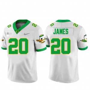 Men Football Oregon Ducks #20 Jordan James Replica Jersey - White