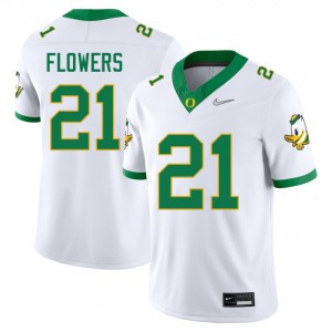Men College Football University of Oregon #21 Aaron Flowers Game Jersey - White