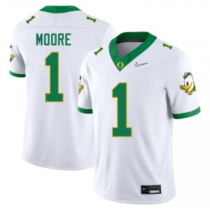 Men's College Football University of Oregon #1 Dakorien Moore Player Jerseys - White