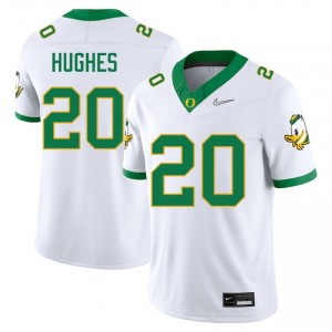 Men College Football University of Oregon #20 Makhi Hughes Embroidery Jersey - White