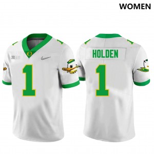 Women's Football Oregon Ducks #1 Traeshon Holden High School Jersey - White