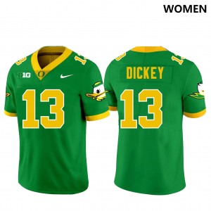 Women Football Oregon #13 Jurrion Dickey Official Jersey - Green