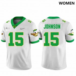 Women Football Oregon Ducks #15 Tez Johnson Player Jersey - White
