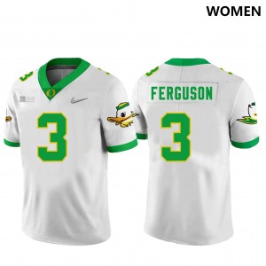 Women's Football University of Oregon #3 Terrance Ferguson 2024-25 Jersey - White