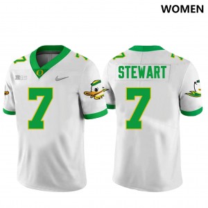 Women Football Oregon Ducks #7 Evan Stewart University Jersey - White