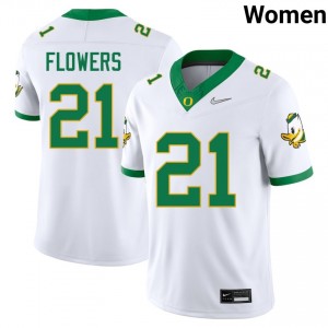 Women's College Football UO #21 Aaron Flowers University Jerseys - White