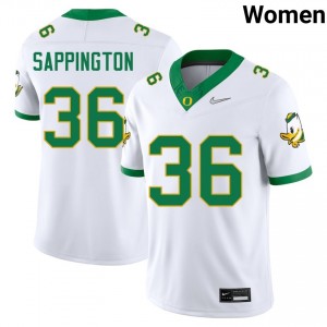 Women College Football Oregon Ducks #36 Atticus Sappington Replica Jersey - White