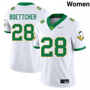 Women's College Football The Ducks #28 Bryce Boettcher 2025-26 Jersey - White