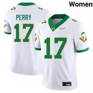 Women's College Football Ducks #17 Cooper Perry NCAA Jersey - White