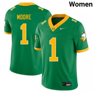 Women College Football Oregon Ducks #1 Dakorien Moore Embroidery Jersey - Green