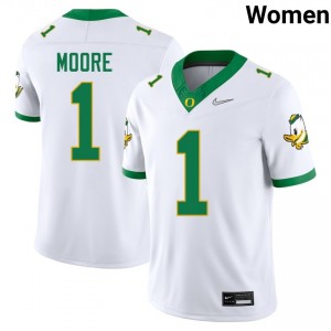 Women's College Football The Ducks #1 Dakorien Moore University Jersey - White