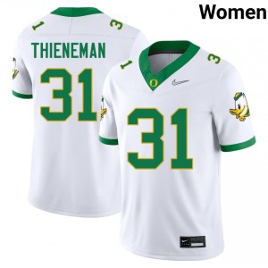 Women College Football Ducks #31 Dillon Thieneman University Jersey - White