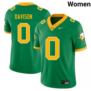 Womens College Football Oregon #0 Jordon Davison NCAA Jersey - Green