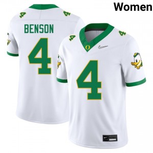 Women College Football Oregon Ducks #4 Malik Benson 2025-26 Jerseys - White
