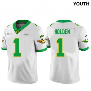 Youth Football Oregon #1 Traeshon Holden Player Jersey - White
