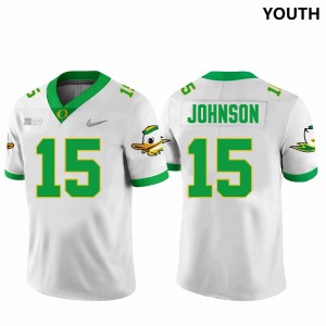 Youth Football Oregon Ducks #15 Tez Johnson 2024 Jersey - White