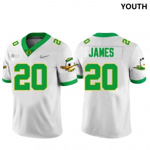 Youth Football Oregon #20 Jordan James NCAA Jersey - White