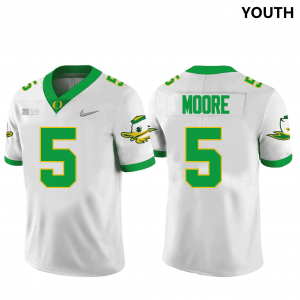 Youth Football University of Oregon #5 Dakorien Moore 2024-25 Jersey - White