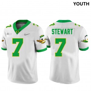 Youth Football Oregon #7 Evan Stewart Stitched Jersey - White