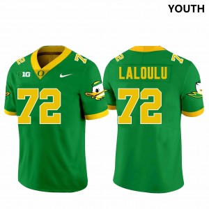 Youth Football Oregon #72 Lapani Laloulu Player Jersey - Green