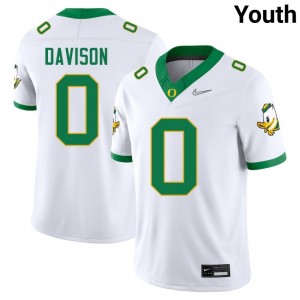 Youth College Football Oregon #0 Jordon Davison Replica Jerseys - White