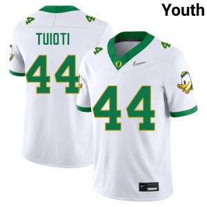 Youth College Football University of Oregon #44 Teitum Tuioti Embroidery Jersey - White