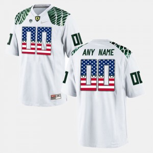 Men's University of Oregon #00 US Flag Fashion college Custom Jerseys - White