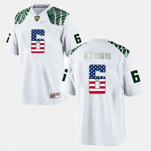 Mens US Flag Fashion #6 University of Oregon De'Anthony Thomas college Jersey - White