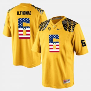 Men's Oregon Ducks #6 US Flag Fashion De'Anthony Thomas college Jersey - Yellow