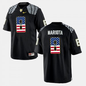 Men's #8 Oregon Ducks US Flag Fashion Marcus Mariota college Jersey - Black