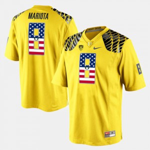 Mens Oregon Duck #8 US Flag Fashion Marcus Mariota college Jersey - Yellow