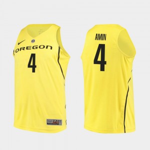 Men Authentic Ducks Basketball #4 Ehab Amin college Jersey - Yellow