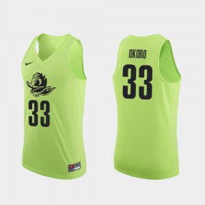 Mens University of Oregon Authentic #33 Basketball Francis Okoro college Jersey - Apple Green