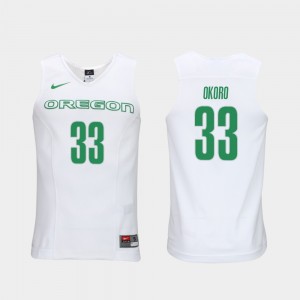 Men's Ducks Elite Authentic Performance Basketball #33 Authentic Performace Francis Okoro college Jersey - White