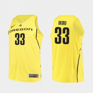 Men Basketball Oregon Ducks Authentic #33 Francis Okoro college Jersey - Yellow