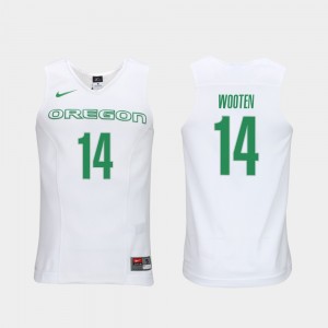 Men's Ducks #14 Elite Authentic Performance Basketball Authentic Performace Kenny Wooten college Jersey - White