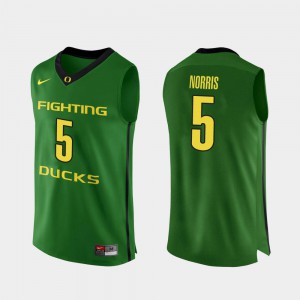 Mens Ducks Authentic #5 Basketball Miles Norris college Jersey - Apple Green