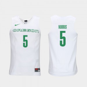 Men Authentic Performace Ducks #5 Elite Authentic Performance Basketball Miles Norris college Jersey - White