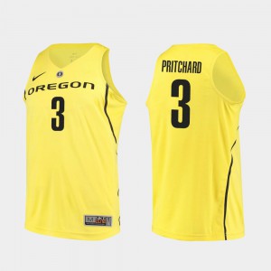Men's Basketball Authentic Oregon Duck #3 Payton Pritchard college Jersey - Yellow