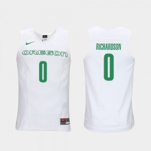 Men #0 Authentic Performace Elite Authentic Performance Basketball Oregon Duck Will Richardson college Jersey - White