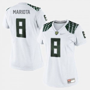 Women's #8 Football Ducks Marcus Mariota college Jersey - White