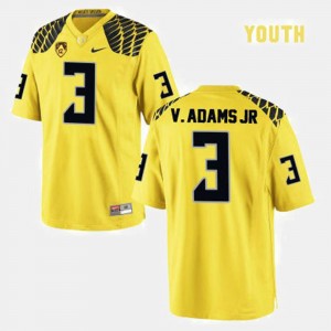 Kids #3 Ducks Football Vernon Adams college Jersey - Yellow