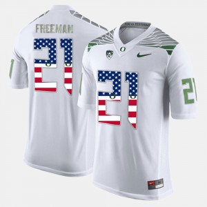 Men's US Flag Fashion Oregon #21 Royce Freeman college Jersey - White