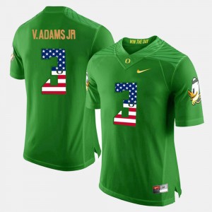 Mens US Flag Fashion #3 Ducks Vernon Adams Jr college Jersey - Green
