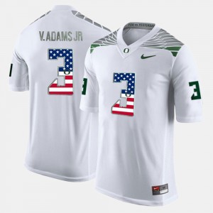 Men's #3 US Flag Fashion Oregon Duck Vernon Adams Jr college Jersey - White