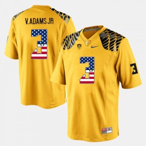 Men #3 US Flag Fashion Oregon Ducks Vernon Adams Jr college Jersey - Yellow